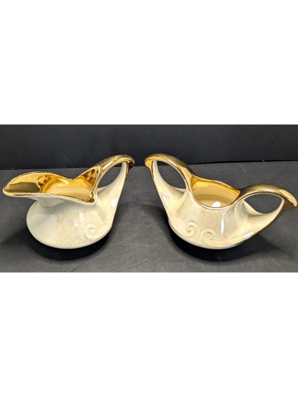 Vintage Pearl China Opal Lustreware 22Kt Gold Sugar Bowl & Creamer Set